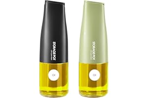 YARRAMATE Botella Dispensadora de Aceitera de Oliva 500ml Auto Flip para Cocina Hermosa Aceitero Vinagrera de Vidrio para Cocinar con Vertedor Contenedor de Aceite Dispensador (Negro Y Verde)