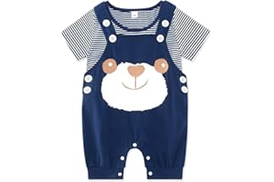 SFreeBo Baby Jungen Kleidung Winter Babykleidung Outfit Set Langarm Baumwolle Gestreiftes Top+Latzhose+Mütze Neugeborenes Babykleidung Jungen 3-18 Monate