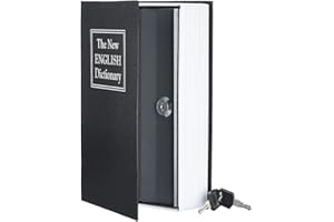 GNCHOME Caja de seguridad en forma de libro para esconder objetos de valor - Cerradura con llave - Caja fuerte camufladas para guardar dinero - caja fuerte pequeña libro.