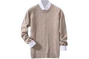 SUVOIIER Maglione di Cashmere da Uomo Maglione Ispessito con Scollo A O da Uomo Maglione di Lana Invernale con Supporto in Maglia Casual Allentato