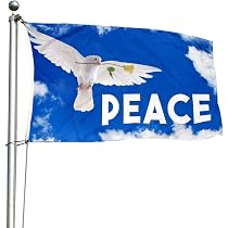 12 Drapeaux Colombe Paix 14x21cm - Drapeaux à Main Polyester Pour Manifestations