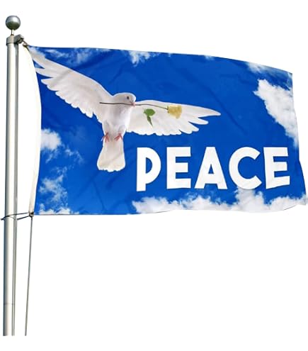AZ FLAG Friedensflagge – 90x60 Cm, Mit 'Peace Pace Paz' Aufdruck, 100% Polyester, UV-beständig & Metallösen