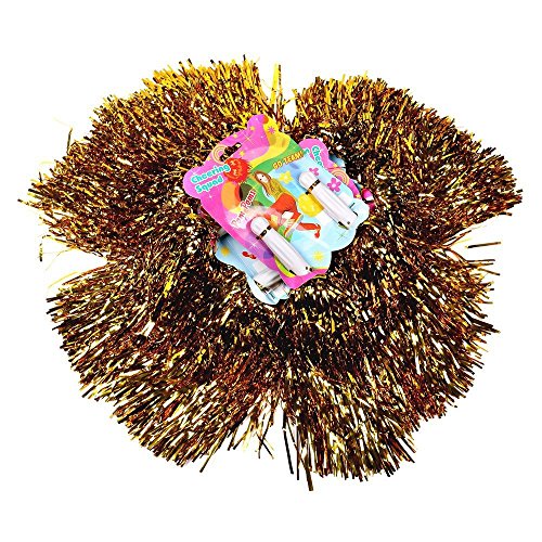 S/O® 12er Pack (6×2) Pom Poms Farbe: Gold PomPoms Tanzwedel Cheerleader Puschel Tanzpuschel - 2