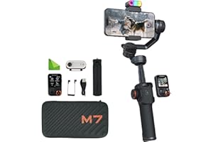 Hohem iSteady M7 Smartphone Gimbal Handgelenk Stabilisator für iPhone &Android mit AI Tracking,Abnehmbare Fernbedienung+Selfie-Stativ+Magnet-LED,4K Vlogging Zubehör für YouTube/TikTok (M6 Upgrade Kit)