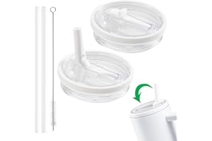 YUENGJGI 2 coperchi di ricambio per tazza Stanley Cup da 40 oz, coperchio riutilizzabile a prova di perdite, coperchio di ricambio con cannuccia (Bianco-A)