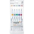 KOKUYO 2-Way Vivid Highlighter 5 Colors Set. Mark+ Dual Tips Markers, Quick Dry Chisel Fine Tip 5 Pack of Gold, Gray, Light Green, Navy, Red. Japan Import (PM-MT200-5S2)