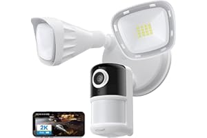 ieGeek Floodlight Camera, 2K Outdoor Security Light with Camera, 2.4G WiFi Wired Flood Light w/Motion Sensor, 2600-lumen Lights, Color Night Vision, 24/7 Recording, Cloud&Local Storage, Works w/Alexa