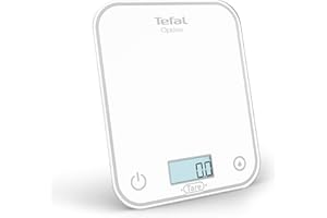 Tefal, Balance de cuisine électronique, Optiss, Écran rétroéclairé facile à lire, Résistance aux rayures, Capacité de 5kg, Blanc, BC50U0V0