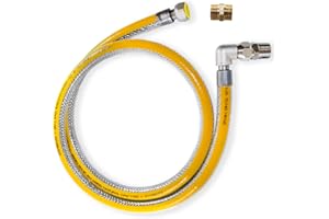 GOLDMAN SERVICE | Tuyau Flexible de Gaz de sécurité pour les cuisines industrielles de l'hôtellerie - Longueur : 1,5 mètres - Connexion : 1/2" M-H + Adaptateur M-M