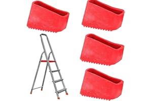 Amazleer 4 Pièces Embouts Escabeau Universels,Patins en Caoutchouc Antidérapants,Patins de Protection des Pieds D'échelle pour Echelles à Chevrons,Pieds de Sécurité de L'échelle (4, Rouge)