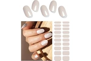 Wahrshei Pegatinas de Gel | Beige Pegatinas Uñas Gel | 20 Pcs Gel Semicurado de Pegatinas | Adhesivos para Uñas de Gel, Envolturas de Esmalte de Gel para Uñas