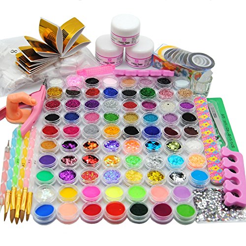 Coscelia Acryl Nagelset Acrylic Nageldesign Kits Acryl Starterset 54tlg Pailette Acrylpulver Dekorationset Muttertag Geschenk
