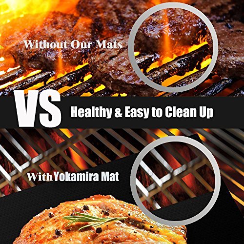 Premium Grillmatte (5er-set) zum Grillen & Backen – YOKAMIRA Grillmatten aus hochwertigem Silikon mit Teflon Antihaftbeschichtung für bis 300°C – LFGB & FDA Zulassung 40×33 cm – Perfekt Backmatte & Grill Mat für BBQ – Barbecue – Kohlegrill – holzkohlegrill – Holzkohle – Gasgrill – Elektro Grill & Backofen - 8
