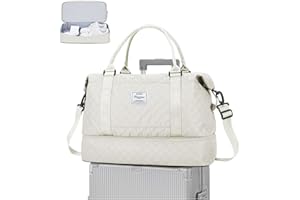 WEPLAN Podróżna torba sportowa kobiet tote siłownia,Wodoodporna Torba treningowa Torba weekendowa z przegrodami mokrą i suchą Torba podróżna z oddzielną przegrodą na buty Worek marynarski,Beżowy