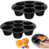 ZOCONE 2 Pieces Silicone Muffin Moulds for Air Fryer Muffins Oven for 7 Muffins Non-Stick Trays Oven Muffins Small for Cupcak