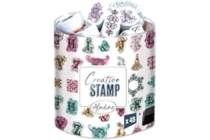 Aladine - Stampo Scrap Arabesque - Kit de Tampons pour Carterie Créative - Scrap, DIY, loisirs créatifs - Set de tampons à emporter partout + Encreur Noir Inclus - Thème Arabesques