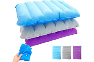 AMJKEJI Inflatable Camping Pillow, 3 Pcs Compressible InflatableTravel Pillows, Ultralight Blow Up Pillow for Adults Kids Camping Hiking Beach Travel Vacation