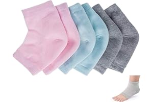 CGBOOM 3 Pares Calcetines Hidratantes, Calcetines de Gel para el Talón Calcetines Abiertos para Aliviar el Dolor del Talón Cómodos y Suaves con Ventilación para el Cuidado de la Piel Seca y Agrietada