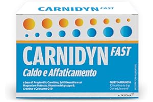 Carnidyn Fast Caldo e Affaticamento, Integratore Alimentare per Stanchezza Fisica, il Recupero del Tono Muscolare e il Reintegro Idrosalino, 12 Bustine da 6g, Gusto Arancia