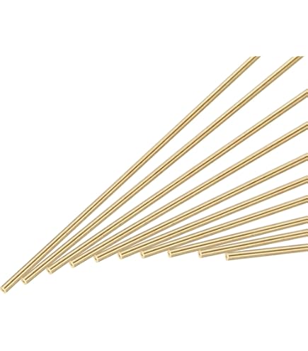 sourcing map Asta in ottone, 3 mm, diametro 400 mm, lunghezza 400 mm, asta rotonda in ottone massiccio per tornio per modello RC aeroplano elicottero fai da te artigianato 8 pezzi