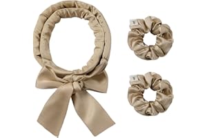 ‎LILYSILK LILYSILK Damen 100% Seide Lockenwickler ohne Hitze 3-teiliges Set seidengefüllte Lockenwicklerstäbe mit verstellbarem Schleifenband frizzfrei über Nacht(Taupe)