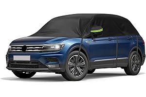 JINSENTGG Autoabdeckung Wasserdicht Ersatz für VW Tiguan (SWB) 2007-2018/2016-2023, Halbgarage, Autohülle Autoplane, Winddichte Halbabdeckung für Allwetter, UV-Beständige Vollgarage Regen Sonne Staub Schutz