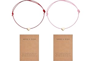 EHDWXVZM 2 Bransoletki w Kształcie Serca z Kartami - Różowe i Czerwone Dekoracyjne Biżuteria dla Dziewcząt