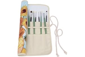 abaría Porta Pennelli Arrorolabile, Borsa Organizzatore in Tessuto per Pennelli da pittura, Contenitore per Pennelli, 20 fori giallo