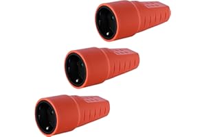 SPY-EARPIECE.COM Gumowe sprzęgło 230 V, złącze z zestykiem ochronnym, IP20, 16 A, sprzęgło Schuko z tulejką chroniącą przed zagięciem, odporne na pęknięcia sprzęgło Schuko z odciążeniem na zewnątrz (Pomarańczowy)