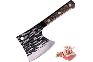 Fubinaty couteau de boucher forgé à la main couperet en acier à haute teneur en carbone couteau de chef de cuisine avec manche en bois pleine soie pour la maison, restaurant