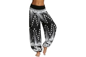 Nuofengkudu Femme Hippie Sarouel Pantalon Boho Taille Haute Yoga Pants