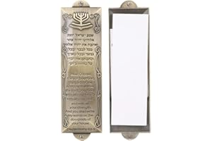 BRTAGG Mesusa mit doppelseitigem Klebeband, 14 cm hoch, englische und hebräische Schrift, Bronze, Mezuzah zum einfachen Abziehen und Aufkleben (für 12 cm Schriftrolle)