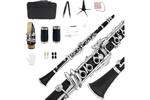 Yinfente Professional Ebonite Clarinete B flat Clarinet for Beginner Students with 2 Barrels Hard Case Cleaning Kit Mouthpice Cork Grease Gloves