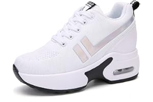 AONEGOLD Sneakers Donna Zeppa Scarpe da Ginnastica Sportive Running Fitness Casual Tacco Zeppa 8.5 CM