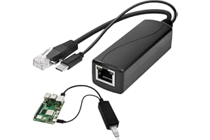 DOZYLIVE Adaptador PoE Gigabit Tipo C 5V 3A con RJ45 IEEE 802.3af/at Compatible, Splitter Ethernet Power Over Ethernet 48V a 5V 10/100/1000Mbps para Raspberry Pi 4B, Cámaras IP y Routers y Dispositivos USB-C
