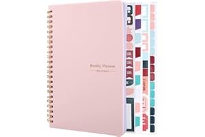 THBOXES To Do List Notebook, A5 Weekly Planner Undated, Planning Pad Checklist Productivity Organizer 52 Pages for Students, Work, Fitness(Pink)