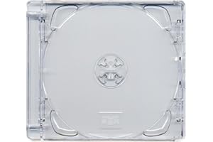 Four Square Media 5 x CD DVD Cases Super Jewel Box 10.4 mm Standard for 1 or 2 Disc with Super Clear Tray – Pack of 5