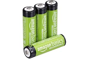 Amazon Basics 4-Pack Rechargeable AA NiMH Batteries, 2000 mAh, 1.2V, Recharge up to 1000x Times, Pre-Charged