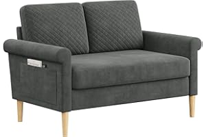 ‎VESGANTTI Vesgantti Sofa 2 Sitzer, Kleine Stoffcouch mit Armlehne，Mini Sofa für Wohnzimmer/Wohnung/Büro, Einfache Montage 123 x 70 x 88CM