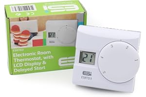 UNVENTED COMPONENTS EUROPE ESi Controls ESRTD3 Digital Room Thermostat, LCD Display, TPI Control, Delayed Start, 230V AC