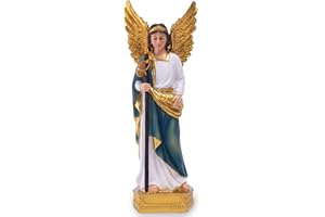 QIANLING Estatua del Arcángel Rafael (8 Pulgadas) - Regalo Católico y Ángel Curativo para Decoración Interior del Hogar