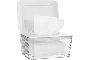 Whchiy Wet Wipes Box, Large Capacity Wipes Box Container Plastic Wipes Napkin Tissue Holder Dispenser with Dustproof Lid (White)