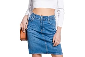 Van Der Rich ® - Jupe en Jean Court au Genou, avec Taille élastique - Femme