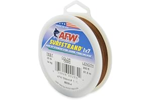 American Fishing Wire Surfstrand Bare Edelstahlvorfachschnur für Salzwasser, 9 kg getestet, 147,4 kg getestet, Tarnmuster in 9 m, 91 m, 182,9 m und 0,3 m Länge, 1 x 7 cm