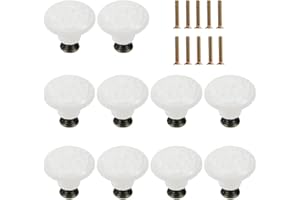 PAITOK Lot de 12 boutons de placard en céramique avec vis, 34 mm blancs poignées de tiroir, poignées de porte d'armoire poignées de placard décoratives pour armoires de cuisine, chambre à coucher
