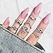 Produktbild Xmansky 7 Pcs Damen Knuckle Ring Set Vintage Bohemien Midi Ring Mond-Blumen Ringe Schmuck (7pcs, Silber)