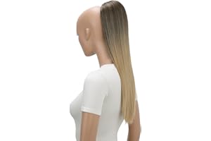 CAISHA 55cm Coda Capelli Nina Con Coulisse Capelli Extensions Finta Per Donna Posticcio Per Capelli Liscio Marrone Biondo Mix PH526