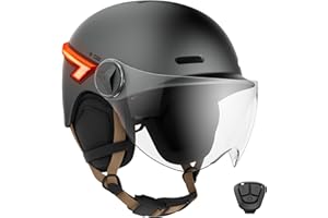 CASR Glow - Casco LED para Bicicleta y Patinete - Visera XL y Orejeras extraíbles, Intermitentes Traseros y Mando a Distancia - Diseño Urbano Elegante para Hombre y Mujer