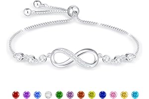 Halora Silver Infinity Birthstone Bracelet for Womens, Cubic Zirconia Birthstone Jewellery Friendship Birthday Gifts for Women Sister Her