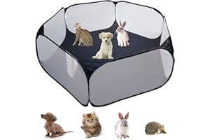 YAVO-EU Kleintierkäfig-Zelt，Kleintiere laufstall Tragbarer laufstall für kleintiere Outdoor/Indoor Übungszaun，für Meerschweinchen Kaninchen Hamster und Igel (Black)